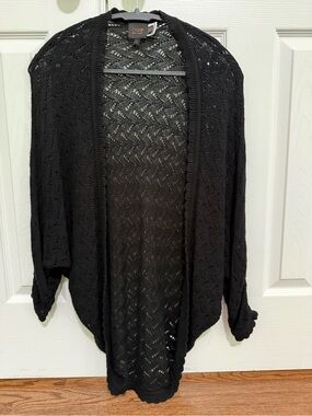 Cassina Black Open-Knit Draped Cardigan